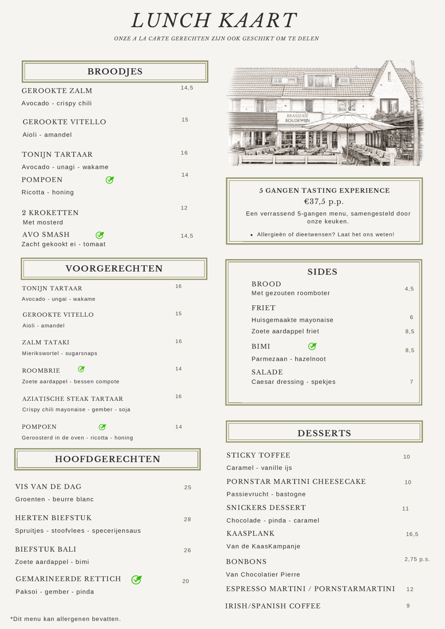 Lunchkaart Brasserie Boudewijn
